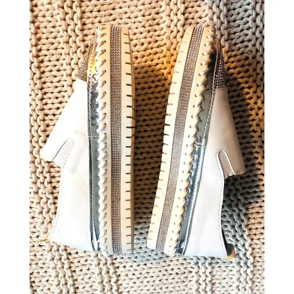 NEW Espadrilles platform Streetwear Slip on White Leather Upper Loafers 6.5/37